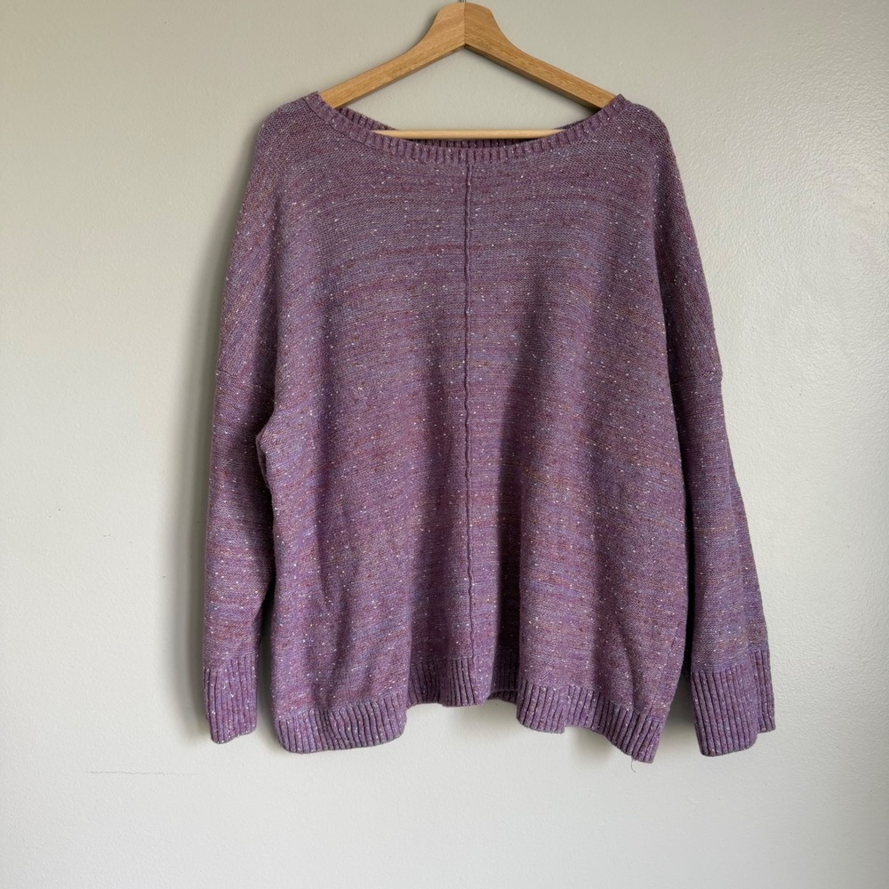 J. Jill Purple Space Dye Speckled Knit Sweater 4X Plus Size Cotton Blend Seam